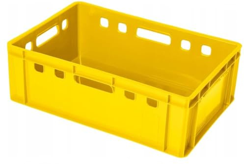 BirnePower Fleischerkiste Fleischkiste Eurofleischerkiste E2 Stapelkiste Kiste Farbe Gelb Eurobox Lagerkiste Metzgerkiste Box 60x40x20 cm (5)