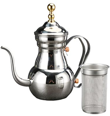 Caffettiera araba Teiera in alluminio Versare sopra la teiera Piano cottura Teiera Bollitore per tè arabo Bollitore per tè vintage Bollitore a collo di cigno Piano cottura Bollitore in alluminio Pe