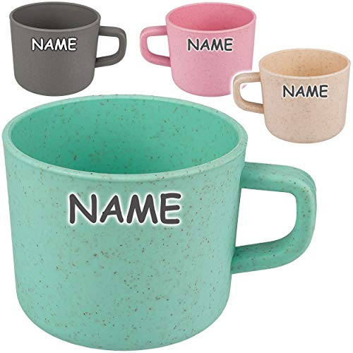 alles-meine.de GmbH Becher - Farbe wählbar - Kunststoff - 2 Stück - Henkelbecher - Trinkbecher - bunt - inkl. Name - Kinder & Erwachsene - 200 ml - 0,2 Liter - Trinklerntasse - K..