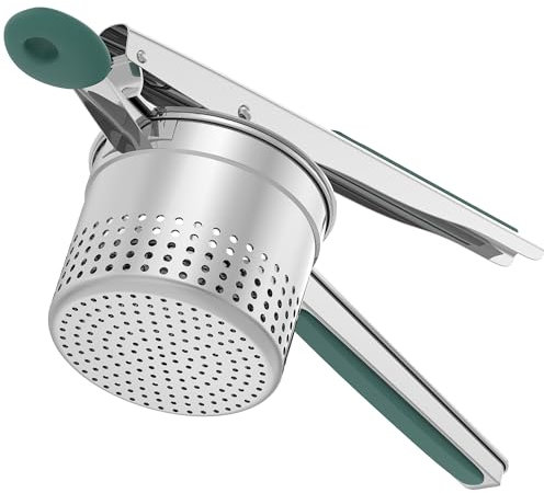 Schiacciapatate grande da 425 g, in acciaio inox resistente, per purè di patate, schiacciapatate dolci, utensile da cucina con manico ergonomico, utensile da cucina per schiacciare e schiacciare, nero