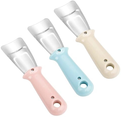 3 Pieces Refrigerator Ice Shovel, Stainless Steel Deicing Shovel Multifunctional Fridge Ice Scraper Kitchen Freezer Shovel with Plastic Handle for Deicing defrosting (3 Colors)