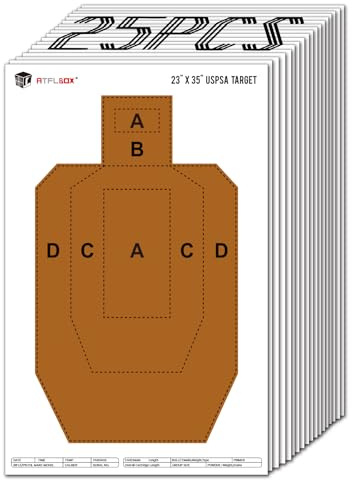 ATFLBOX 23 x 35 IPSC/USPSA Practice Paper Shooting Targets, Competition Torso Target, Paper Silhouette Shooting Target, Suitable for Pistol, Rifle, Handgun, shotgun shooting range training (25 PACK)