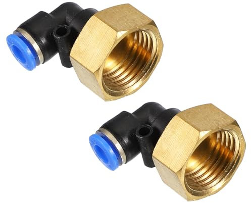 PATIKIL Raccordo a Compressione 1/2, 2Pz Raccordo Femmina PT a 90 Gradi Tubo 6mm Raccordi Aria Compressa Gomito e Dritto per Raccordo Tubo Aria, Adattatore Rapido Pneumatico, Blu