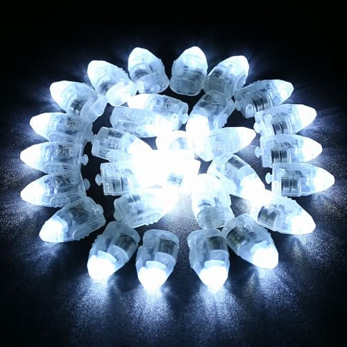LIHAO LED Balloon Lights 30PCS Paper Lanterns Lights Mini Battery Powered LED Lights Bulbs with Switch Waterproof for Paper Lantern, Balloon, Wedding, Christmas, Birthday, Halloween Party(White)