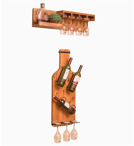 JOSIAHCQ Weinregal Holz Flaschenregal Wand Bar Regal Wand Schmal Weinschrank Barschrank Weinständer Weinhalter mit Weinflaschenhalter für Hausbar Küche Esszimmer Bartheke Wohnzimmer