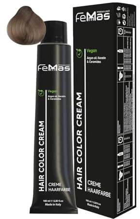 FemMas Haarfarbe Lichtblond Ultra Intensiv 9.00 I Creme Haarfarbe mit Arganöl, Keratin&Ceramiden I Als dauerhafte Haarfärbung oder Tönung für strahlende, haltbare Farbergebnisse I 100ml