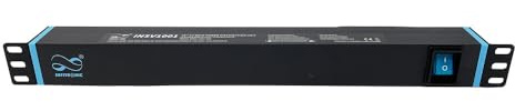 Infitronic INSV1001 19 Zoll Steckdosenleiste 8-Fach, 1HE Rack-Steckdose aus Aluminium, 3680W 16A, PDU Stromverteiler für Netzwerkschrank, Serverrack & Flightcase, 2m Kabel, Schwarz