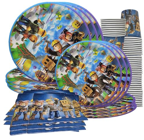 Rob-lx Set Stoviglie per Feste di Compleanno, 40 Pezzi | Rob-lx Set Stoviglie per Feste di Compleanno, 40 Pezzi