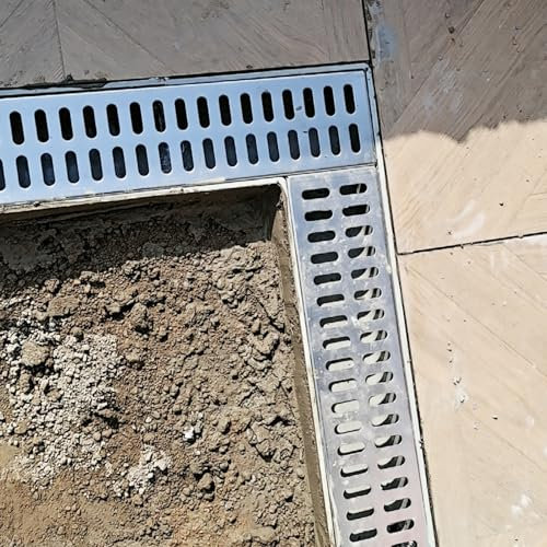 BomDog Ablaufgitter, Ablaufgraben Für Betonboden, Harzrinne Und Abnehmbares Edelstahlgitter, Regenwasserbrunnenabdeckung Für Den Außenbereich Vonnhäusern/5 Pcs/60X10X10Cm(23 5/8 X 4 X 4In)
