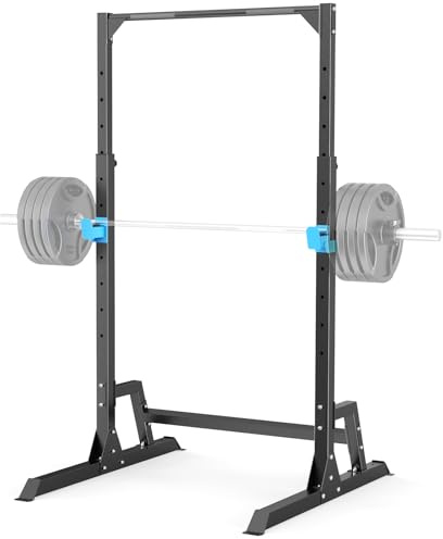 JX FITNESS Squat Rack Power Cage with Horizontal Bar Pull up Bar, Adjustable Power Rack for Home Gym Weight Lifting Training