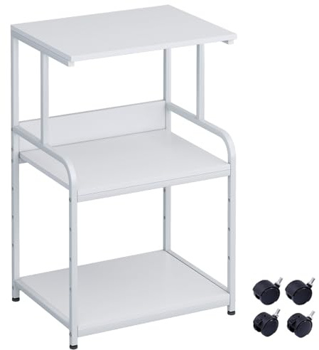 Printer Stand Table Shelf with Storage,3d Printer Shelf Organizer With Shelf and Wheels,3 Tier Multi-Purpose Rolling Cart for Folders,Books,for Fax Machine, Scanner,Home Office,Desk,Rustic Brown