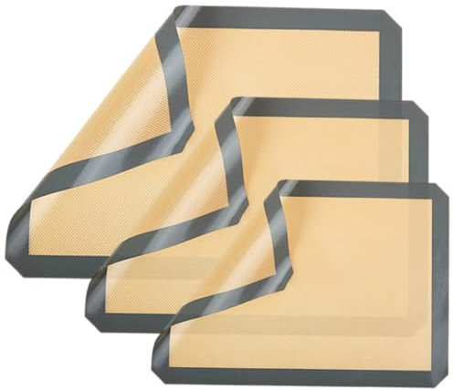 Alipis 3pcs Non Stick Silicone Baking Mats Reusable Oven Liners for Macarons Cookies and Cakes High Temperature Resistant Up to Double Sided Baking for Home Bakery Use