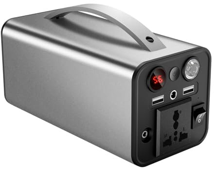 HTDRE Centrale électrique Portable 166 Wh/45 000 mAh, Batterie au Lithium, générateur électronique Solaire 180 W CA pour Camping, Aventures en Plein air, Voyages, Alimentation de Secours, Gris