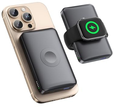 Power Bank per Magsafe, 10000 mAh, con caricatore i-Watch, batteria esterna per Apple Watch/iPhone 16/15/14/13/12 serie