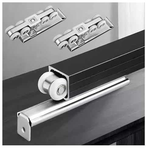 Schiebetürschienen-Set aus Aluminium, strapazierfähig, 110–400 cm, Wand-/Deckenmontage, für Holz-Scheunentüren – und stilvolle Beschläge, Schwarz