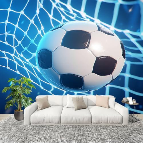Sala Papel PintadoFotomurales 400x280 cm PatróN de FúTbol Genial Mural de Pared Moderno Azul Papel Pintado Tejido no Tejido Dormitorio Estudio Decoración Fotomurales