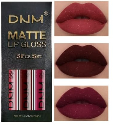 3Pcs Dark Red Purple Plum Matte Liquid Lipstick Set for Women Matte Lip Stain Long Lasting Waterproof, Burgundy Blood Blue Red lipstick, Black Cherry Maroon Gothic 24 Hours Magic Lipstick (3PCS-Set06)
