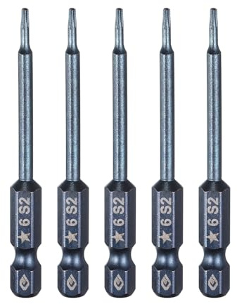 sourcing map 5 punte per cacciavite Torx a 5 punte, codolo esagonale da 1/4, testa magnetica da 6 mm, lunghezza 6,6 cm, in acciaio S2, punte per cacciavite elettrico, per lavori di riparazione