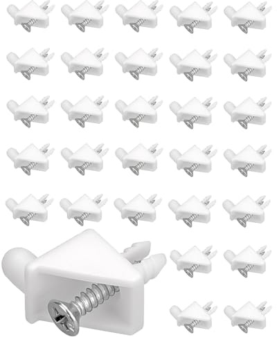 HUVZOR 30 Stück Bodenträger 5mm Weiß #101558 passend als Ersatzteil für IKEA Regalbodenträger PAX, KOMPLEMENT Bodenhalter Weiß für die Reparatur von Schränken