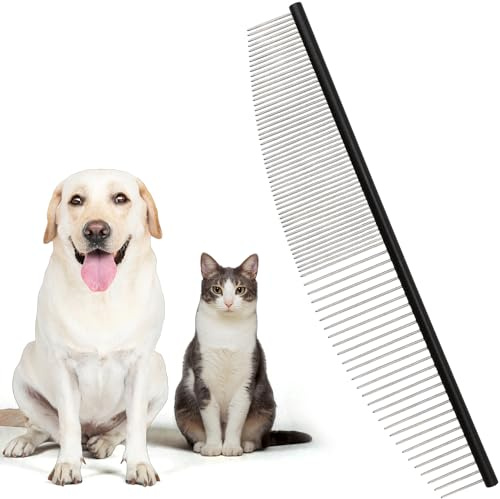 Half Moon Cat Dog Grooming Comb - Curved Crescent Arc Coarse Comb, Professional Metal Matting Detangler Brush for Long Haired Pet, Removes Tangles, Knots, Flea, Carding for Poodles, Puppies, 19cm