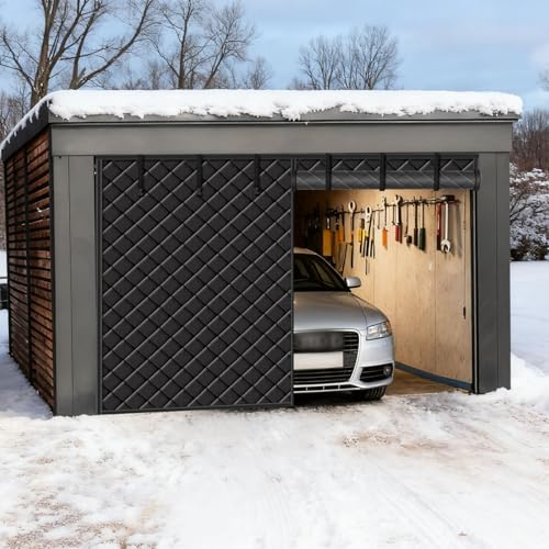 Cortina Aislante Para Puerta De Garaje, Cortinas Termicas Aislantes Frio Y Calor Para Puertas, Cortinas Con Cierre MagnéTico, Cortina De Puerta TéRmica De Invierno(Gris,244x274 cm)