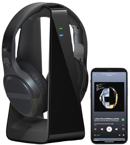 auvisio Tv Kopfhörer: Digitaler Stereo-Funkkopfhörer, DSP, Akku, Bluetooth, Ladestation, 30m (Kopfhörer Kabellos, Funk kabellos, PC)