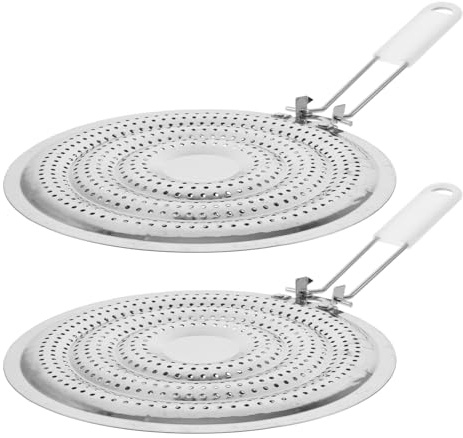 Plaque de Mijotage en Acier Inoxydable Lot de 2 avec Poignée Silicone