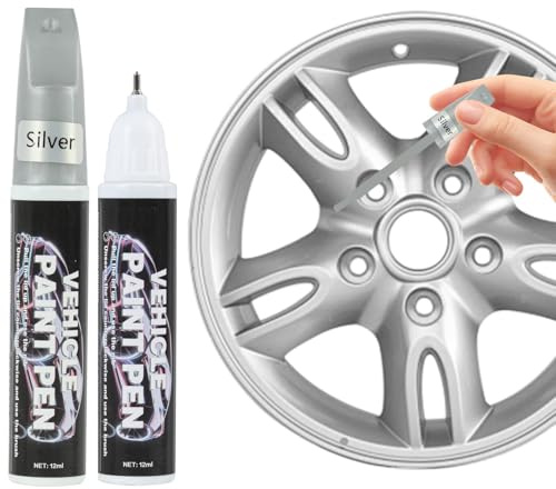 2 Stück Lackstift Auto Silber/Schwarz, Lackstifte für Auto Kratzer Reparatur Lack, Auto-Felgen Kratz Entferner, Reparatur Felgen Kratzer und Farbtropfen an Autos Motorrädern Fahrrädern (Silber)