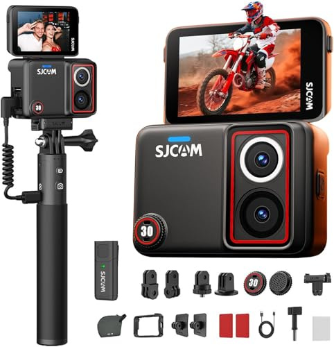 SJCAM SJ30 8K/20FPS,4K/60FPS Vlog Kamera mit Nachtsicht Dual-Objektiv & Wireless Mikro,7H Akku-Griff,2,51 Flip-Touchscreen,SteadyMotion 2.0 Stabilisierung,Actionkamera für Motorrad & Wandern
