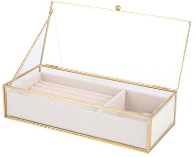 Pjeghbvop Organizador de joyas de cristal transparente para mujer, accesorio vitrina, solución de almacenamiento, caja de textura