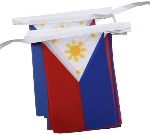 AZ FLAG - Filippinsk flagga krans - 6 meter med 20 filippinska vimplar på 21 x 14 cm - små flaggor 100% polyester - 60 g