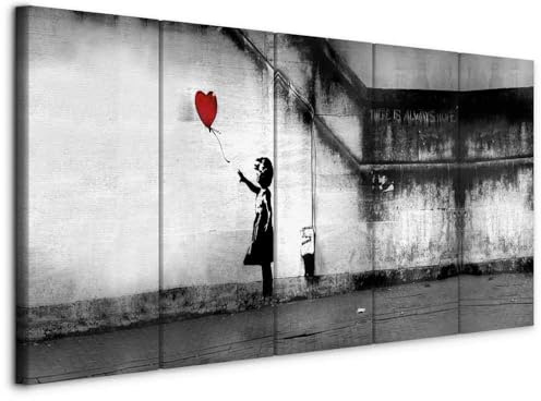 murando - Leinwandbild Banksy 225x90, 225x90 cm, 5-teilig, Schlafzimmer | Hochwertige Leinwand, sofort aufhängbar, ideal fürs Wohn- oder Schlafzimmer, wasserfest und lichtecht, langlebig, stilvoll