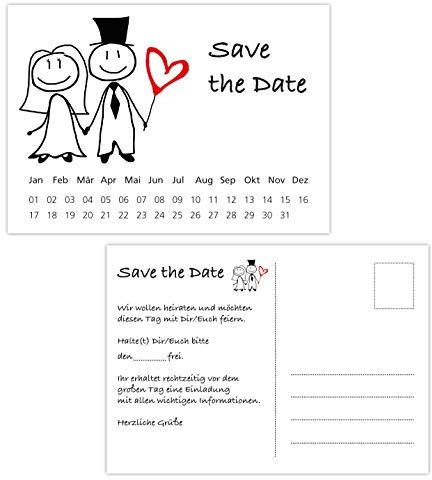 Clever Pool Postkarten Save the Date Karten, Hochzeit, Wedding, Hochzeitsleinladungen, Terminplanung Hochzeitsfeier (35 Karten Brautpaar)