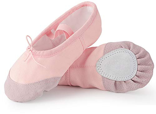 Soudittur Chaussure de Ballet Classique Ballerine Fille Toile Chaussures de Danse Pilates Gymnastique Split Plate Ballet Doux Chaussons pour Femmes EU 27 Rose