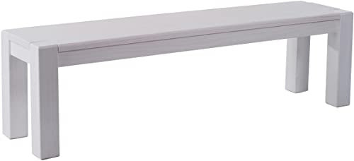 Sitzbank 180 cm Rio Kanto Pinie Weiss Pinie Massivholz Esszimmerbank Küchenbank Holzbank - Größe und Farbe wählbar Brasilmöbel