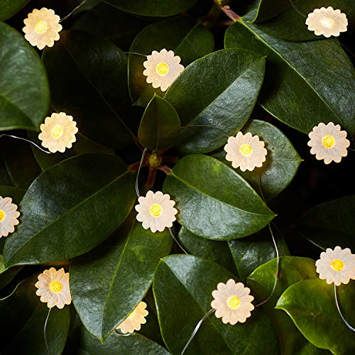 Lights4fun utomhus 20 tusensköna batteri blomma älva ljusslinga varm vit mikro LED silvertråd 2 m timer