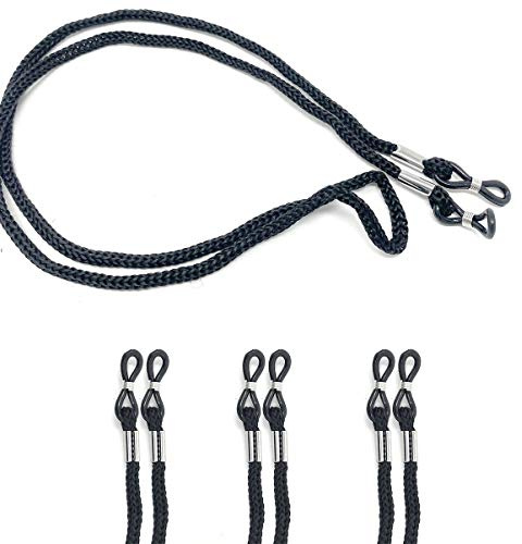 3er Pack Brillenband Billenkordel Brillenkette Schwarz Nylon mit extra robuster 4mm Kordel