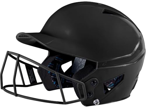 CHAMPRO womens Fastpitch HX Softball Batting Helmet with Facemask, Black, Small US