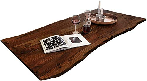 SAM Tischplatte Quintus 160x85 cm Akazie nuss Baumkante | stilvolle Baumkanten-Platte, Akazienholz nussbaumfarben, Unikat, 26mm Tischplatte