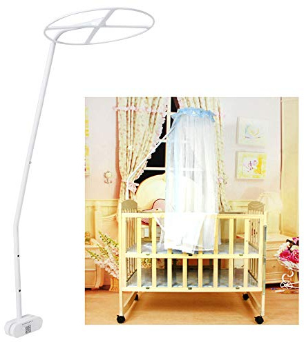 BITHEOUT Soporte de mosquitera para Cuna, Soporte de mosquitera Ajustable Blanco de 1.1 m / 3.6 pies, para Cama de Cuna