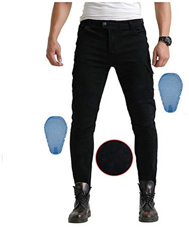 Motorrad-Reithose Für Herren Motorradjeans Im Winter Verdickt Und Warm, Absturzsicherung Geeignet Für Männer Und Frauen, Geeignet Für Outdoor-Sportarten (7 Größen, 2 Farben),Silicone black,XXXL