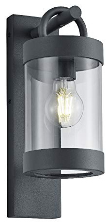 Britalia Anthracite Grey Outdoor Vintage Down Lantern Wall Light with Integrated Dusk Til Dawn Photocell Sensor | 1 x E27 Lamp Bulb Required (Not Included) | IP44 Exterior Rated | Garden & Patio