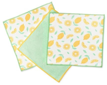 Full Circle Renew Collection All-Purpose Recycled Microfiber Cloths, Citrus Print, 12.01 x 3.00, Set of 3 — Cleans with Just Water & Naturally Anti-Bacterial