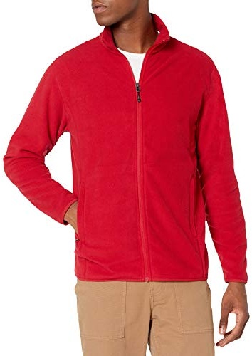 Amazon Essentials Men's Fleecejacka med dragkedja (finns i Big & Tall), Röd, L