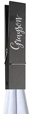 Jinlinjew Jumbo Clothespin Personalized Name Wooden Clothespin Towel Holder Giant Clothes Pins Wedding Decoration Gift DIY Crafts for Bathroom Laundry Room