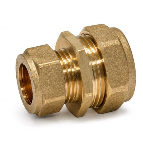 Pipestation 22mm to 15mm Reducer 1 Pack - Brass Compression Reducer - Reducing Coupler Pipe Connectors for Copper Pipe