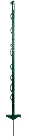 horizont Weidezaunpfähle Kunststoff 20 Stück grün, Höhe 108cm, Doppeltritt, Kunststoffpfahl mit Ösen für Bänder, Seile, Litzen, Weidezaunpfahl Kunststoffpfahl Weidezaun