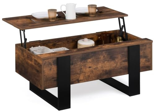 IDMarket - Table Basse Plateau relevable Phoenix Effet Vieilli et Noir
