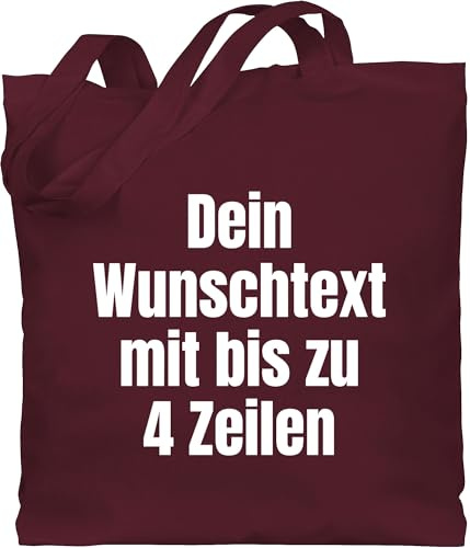 Baumwolltasche - Aufdruck selbst gestalten - Wunschtext I Eigener Text I Custom Text - Unisize - Bordeauxrot - jutebeutel name stoffbeutel kindergarten personalisierte datum beutel