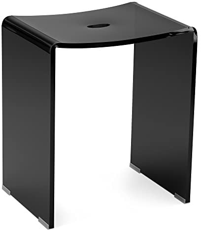 Navaris Sgabello Doccia - Sedia Plexiglass Acrilico 43,5 x 37 x 28 cm - Fino a 100 kg - Sgabello Decorativo Casa - Sgabello Bagno Impermeabile Nero